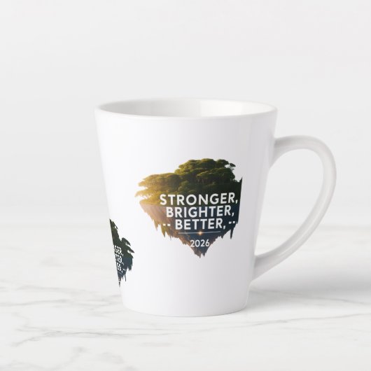 Sterker Helderder Beter 2026 | Serene Zwevend Latte Mok (Rechts)