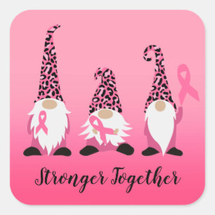 Sterker samen Breast Kanker Roze Ribbon Square Vierkante Sticker