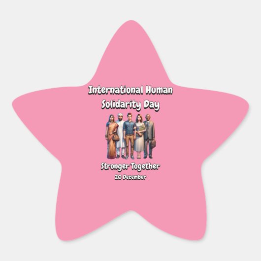 Sterker samen. Dag van de menselijke solidariteit. Ster Sticker (Voorkant)