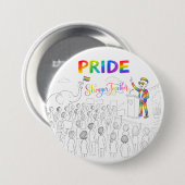 Sterker Samen PRIDE Knop Ronde Button 7,6 Cm (Voorkant /achterkant)