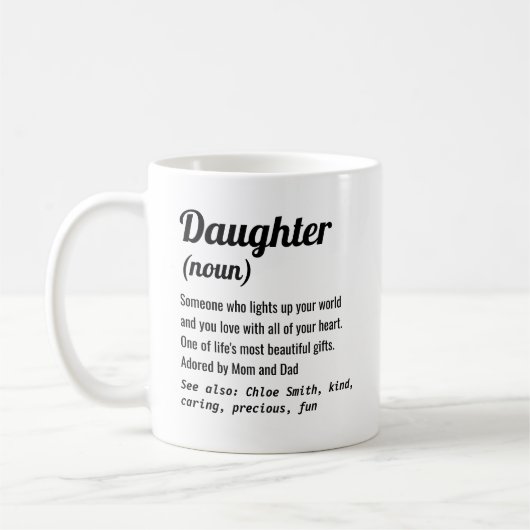 Sterkere Attitude Quote Definitie voor Dochter Koffiemok (Links)