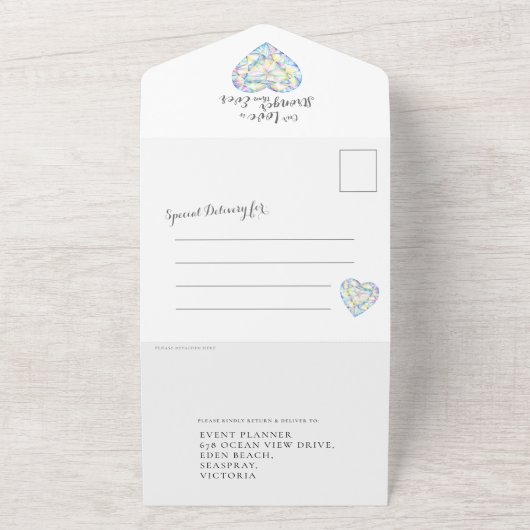 Sterkere diamant vertraagde bruiloft RSVP foto All In One Uitnodiging (Buitenkant)