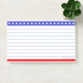 Sterkoptekst op blauw rood en wit gelinieerd post-it® notes (Kantoor)