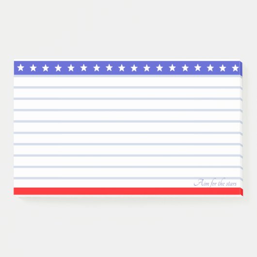 Sterkoptekst op blauw rood en wit gelinieerd post-it® notes (Voorkant)