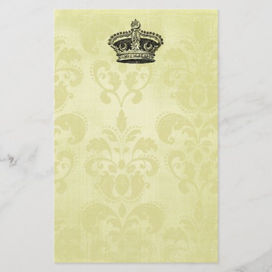 sterkroon op grunge Damask Briefpapier (Voorkant)
