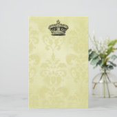 sterkroon op grunge Damask Briefpapier (Staand voorkant)
