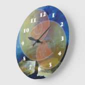 "Sterkte" Blauw & Geel Abstract ArtClock Grote Klok (Hoek)