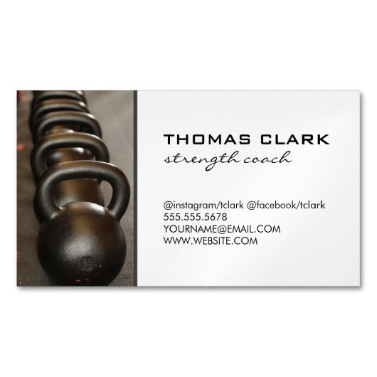 Sterkte coach | Kettle Bells | Gewicht Magnetisch Visitekaartje (Voorkant)