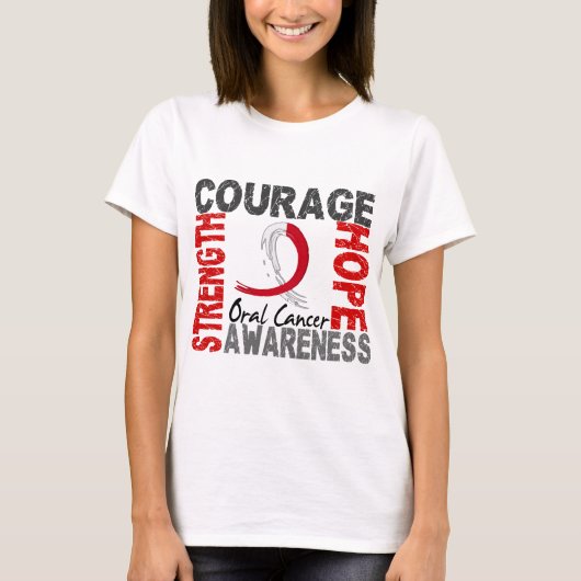 Sterkte Courage Hope Orale Cancer T-shirt (Voorkant)