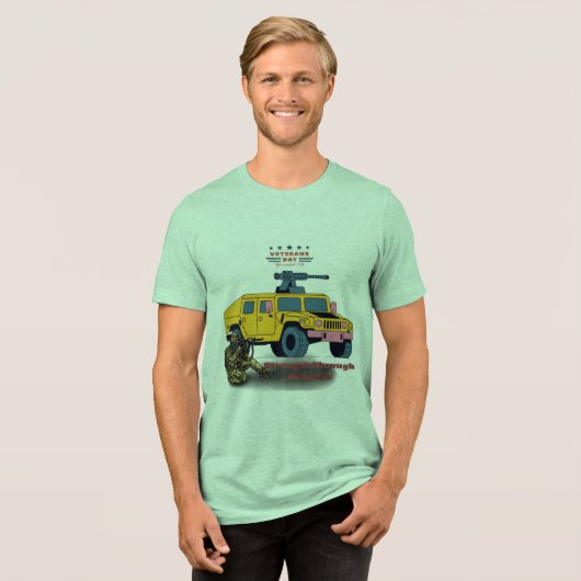 Sterkte door opoffering groen Tri-Blend shirt (Voorkant volledig)