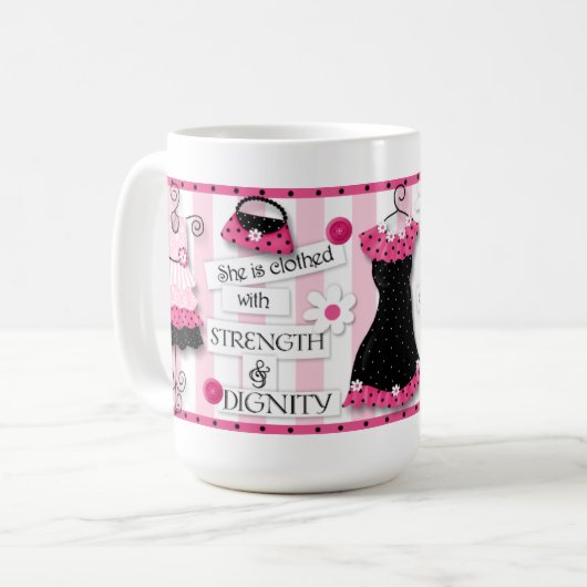 "Sterkte en betrouwbaarheid" Mok van Scriptkoffie (Voorkant links)