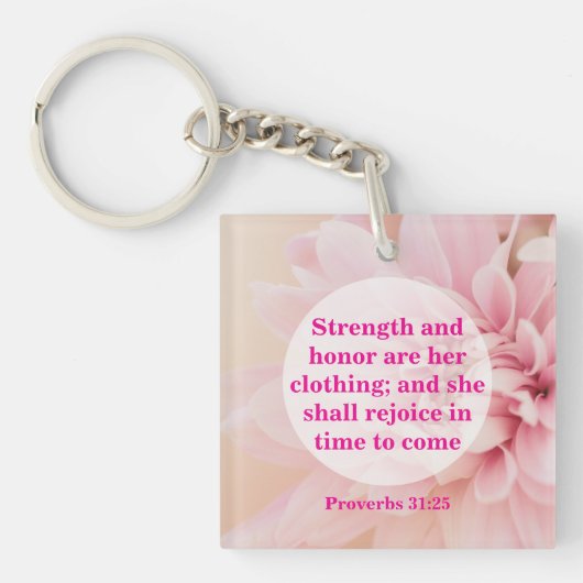 Sterkte en bijbelhoek met roze ventilator sleutelhanger (Voorkant)