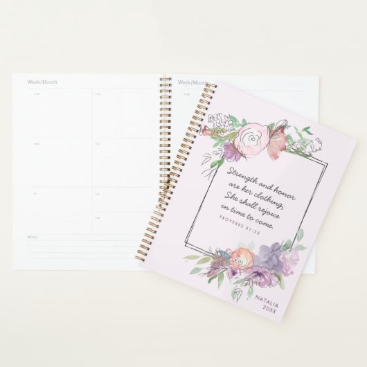 Sterkte en eerbetoon 31 Paars Floral Lijst Planner (Display)