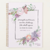 Sterkte en eerbetoon 31 Paars Floral Lijst Planner (Voorkant)
