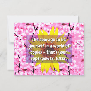 Sterkte en moed Zuster Quotes Floral Briefkaart