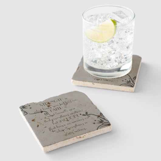 Sterkte, geloof en hoop stenen onderzetter (Zijkant)