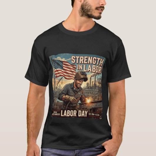 Sterkte in Arbeid - Amerikaanse Arbeider Tribut T-shirt (Voorkant)