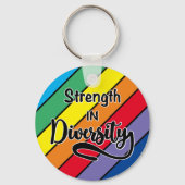 "Sterkte in diversiteit" Regenboog Inclusiviteit Sleutelhanger (Voorkant)