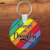 "Sterkte in diversiteit" Regenboog Inclusiviteit Sleutelhanger (Voorkant)