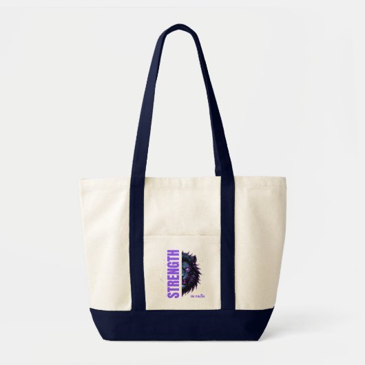 Sterkte in het geloof Leeuw & Kruis Embleem Tote Bag (Voorkant)