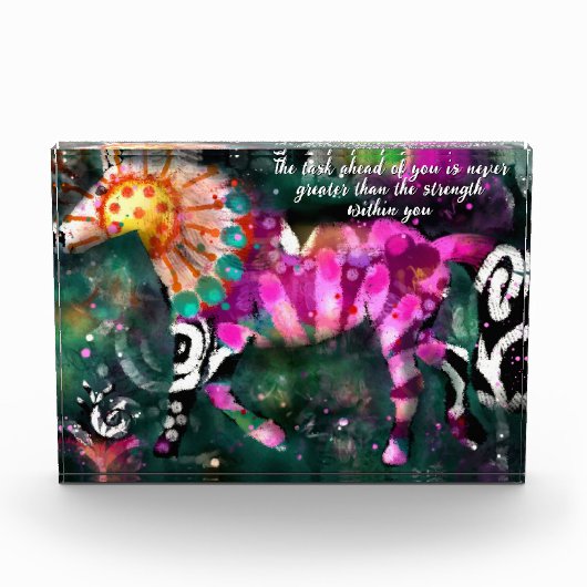 Sterkte Inspirerend Abstracte grillige paard Fotoblokken (Voorkant)