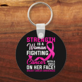 Sterkte is een vrouw die borstkanker bestrijdt sleutelhanger (Achterkant)
