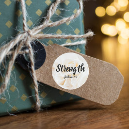 Sterkte Joshua 1:9 Vers met Elegante Witte Roos Ronde Sticker