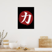 Sterkte Kanji Symbol Japanse kalligrafie Poster (Keuken)