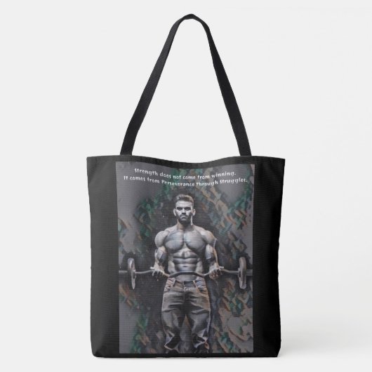 Sterkte komt van doorzettingsvermogen Canvas tas (Achterkant)