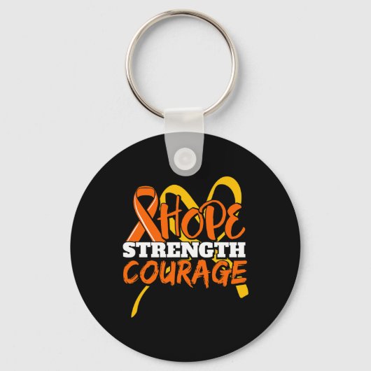 Sterkte Moed Leukemie Kanker Bewustzijnslint Sleutelhanger (Voorkant)