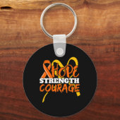 Sterkte Moed Leukemie Kanker Bewustzijnslint Sleutelhanger (Voorkant)