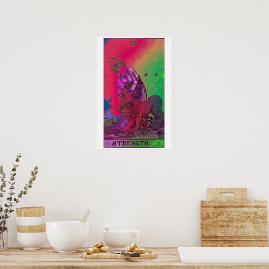 Sterkte Tarot Kaart Psychedelic Poster (Keuken)