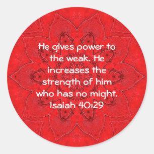 Sterkte van God Bijbel verses citaat Isaiah 40:29 Ronde Sticker