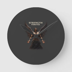 Sterkte Voor Altijd Dark Angel Design – Motiverend Ronde Klok