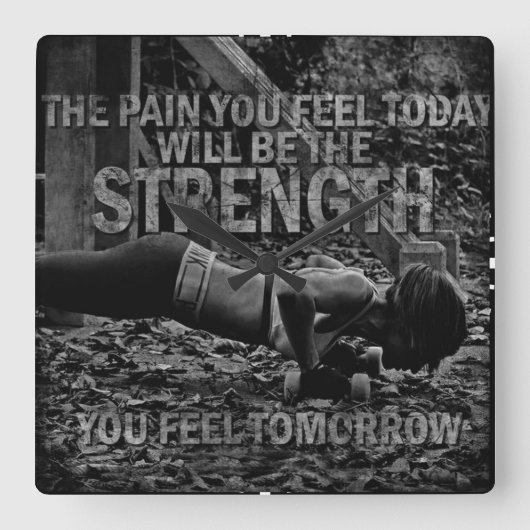 STERKTE - Women's Workout Motivatie Vierkante Klok (Voorkant)