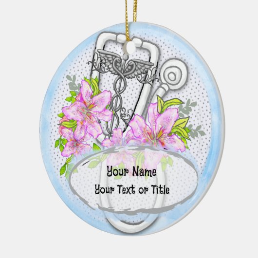 Sterlelie stethoscoop keramisch ornament (Links)