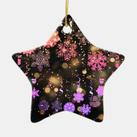 Sterlicht kerstversiering keramisch ornament (Voorkant)