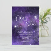 Sterlicht, Paarse, witte bruiloft Kaart (Staand voorkant)