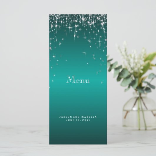 Sterlichten in Blauwgroen - Menu (Staand voorkant)