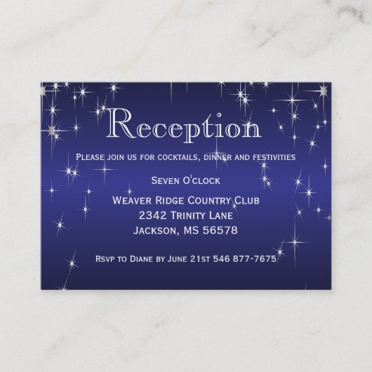 Sterlichten in Metallic Donkerblauw - Receptie Informatiekaartje (Voorkant)