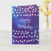 Sterlichten op Cobalt Blue Verjaardag Kaart (Gele Bloem)