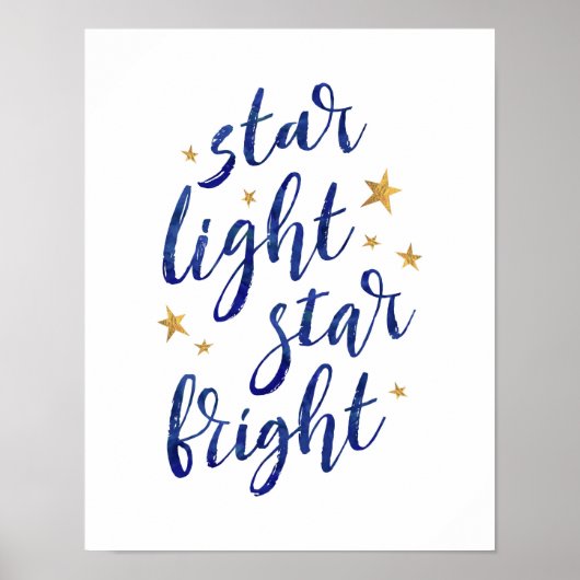 Sterlichtster helder marineblauw typografie poster (Voorkant)