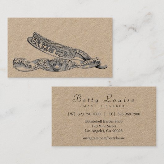 Sterling Razor Visitekaartje (Voorkant / Achterkant)