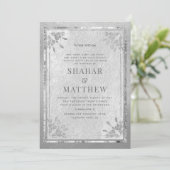 Sterling Silver Affair Wedding & Party Invitation Kaart (Staand voorkant)