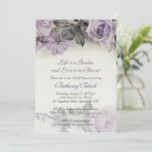 Sterling Silver Paars Roos Vrijgezellenfeest Invit Kaart (Staand voorkant)
