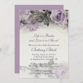 Sterling Silver Paars Roos Vrijgezellenfeest Invit Kaart (Voorkant / Achterkant)