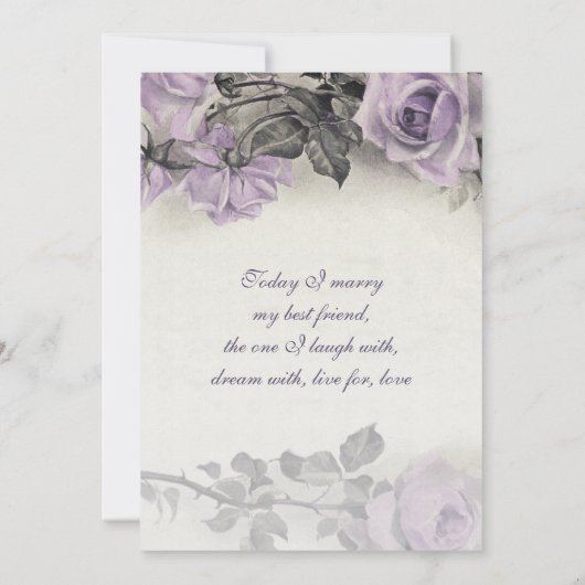 Sterling Silver Paars Roos Weddenschap Kaart (Achterkant)