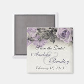  sterling Silver Paars Roos Wedding Magnet (Voorkant / Achterkant)