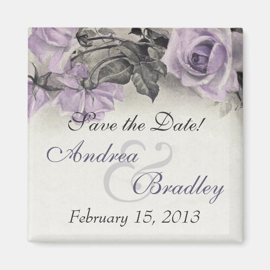  sterling Silver Paars Roos Wedding Magnet (Voorkant)