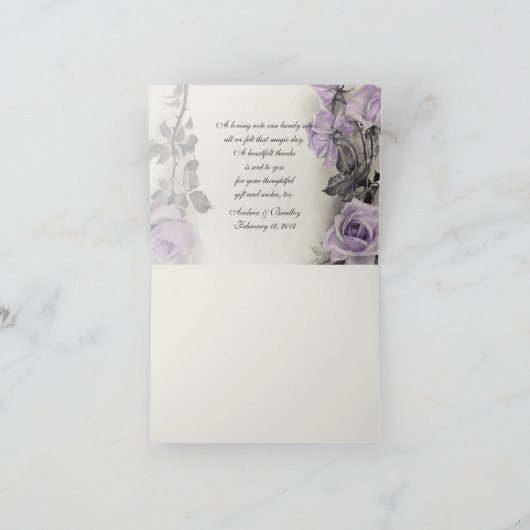  sterling Silver Roos Weddenschap Dank u Bedankkaart (Binnen)